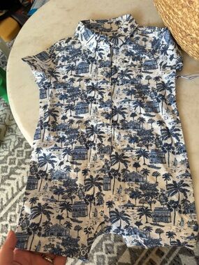 Vineyard Vines Blue and White Tropical Print Kids One-Piece